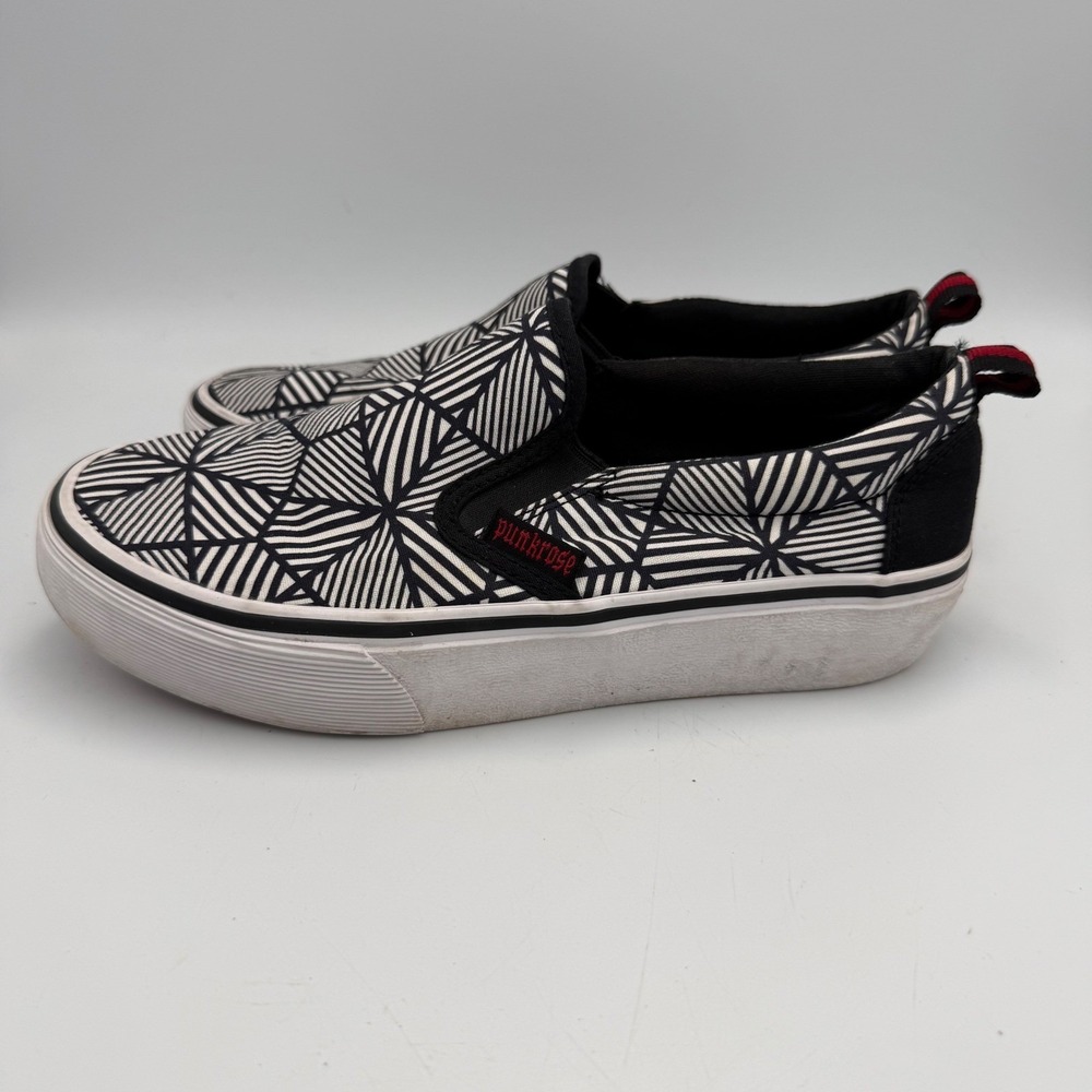 Punkrose Womens Slip On Sneakers Black White Geometric Skater Grunge Punk 6